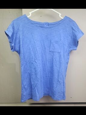 Talbots Short Sleeve Pocket Tee in Periwinkle Blue